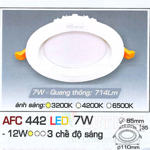 Đèn led âm trần Anfaco AFC-442 - 7W, 1CĐ