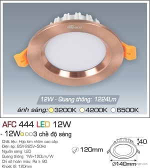 Đèn led âm trần Anfaco AFC-444 - 12W, 1CĐ