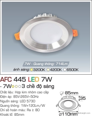 Đèn led âm trần Anfaco AFC-445 - 7W, 1CĐ
