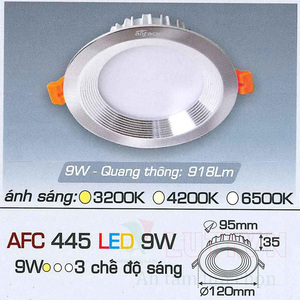 Đèn led âm trần Anfaco AFC-445 - 9W, 1CĐ