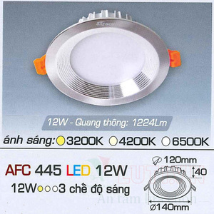 Đèn led âm trần Anfaco AFC-445 - 12W, 1CĐ