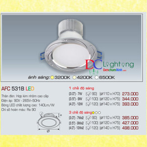 Đèn led âm trần Anfaco AFC-531B - 9W, 1CĐ