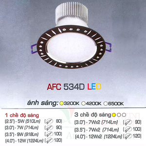 Đèn led âm trần Anfaco AFC-534D - 7W, 3CĐ