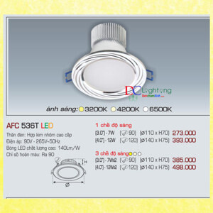 Đèn led âm trần Anfaco AFC-536T - 7W, 1CĐ