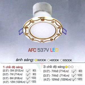 Đèn led âm trần Anfaco AFC-537V - 12W, 1CĐ