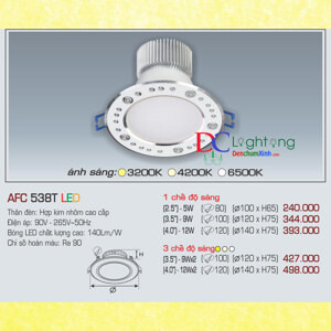 Đèn led âm trần Anfaco AFC-538T - 12W, 1CĐ