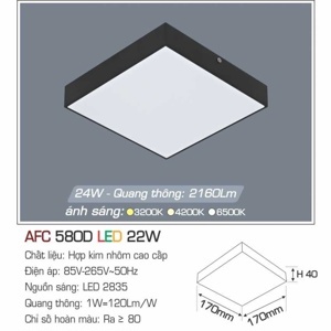 Đèn led âm trần Anfaco AFC 580D - 16W
