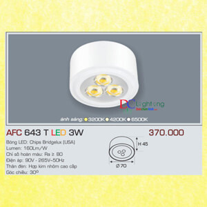 Đèn led âm trần Anfaco AFC 643T - 3W