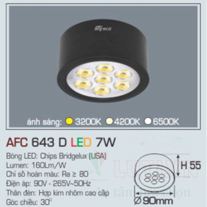 Đèn led âm trần Anfaco AFC 643D - 7W