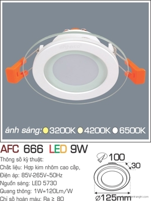 Đèn led âm trần Anfaco AFC-666 - 9W