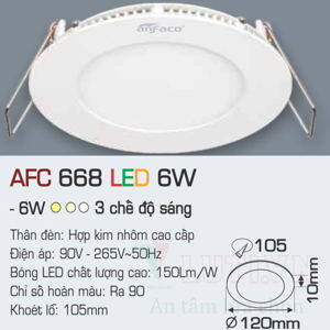 Đèn led âm trần Anfaco AFC-668 - 6W, 3CĐ