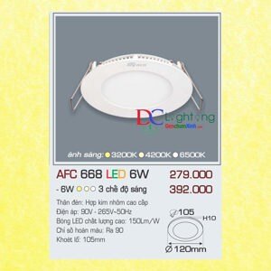 Đèn led âm trần Anfaco AFC-668 - 6W, 1CĐ
