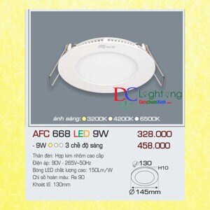 Đèn led âm trần Anfaco AFC-668 - 9W, 3CĐ