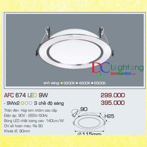 Đèn led âm trần Anfaco AFC-674 - 9W, 1CĐ