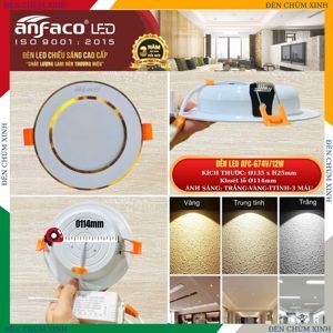 Đèn led âm trần Anfaco AFC-674V - 12W, 3CĐ