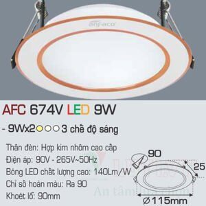 Đèn led âm trần Anfaco AFC-674V - 9W, 1CĐ
