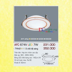 Đèn led âm trần Anfaco AFC-674V - 7W, 1CĐ