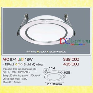 Đèn led âm trần Anfaco AFC-674 - 12W, 1CĐ
