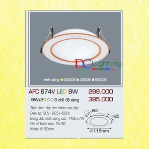 Đèn led âm trần Anfaco AFC-674V - 9W, 1CĐ