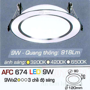 Đèn led âm trần Anfaco AFC-674 - 9W, 1CĐ