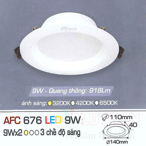 Đèn led âm trần Anfaco AFC-676 - 9W, 3CĐ