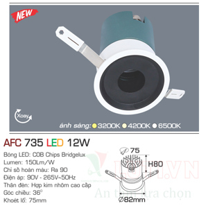 Đèn led âm trần Anfaco AFC-735-12W