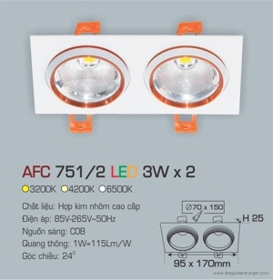 Đèn led âm trần Anfaco AFC-751/2 - 3W