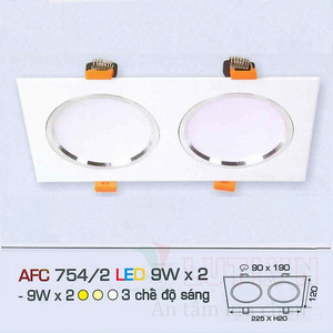 Đèn led âm trần Anfaco AFC-754/2 - 9Wx2, 3CĐ