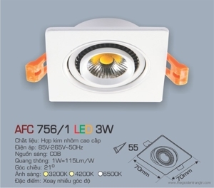 Đèn led âm trần Anfaco AFC-756/1 - 3W