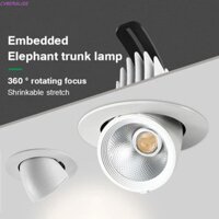Đèn Led âm trần CYBERGLIDE, Đèn thân cây voi có thể điều chỉnh góc tiết kiệm năng lượng, chống chóng mặt 220V 110V Chiếu sáng điểm 7W 12W Đèn chiếu sáng phòng khách
