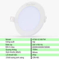 Đèn LED Âm trần Downlight mắt trâu Rạng Đông đường kính lỗ 90mm công suất 7w Model AT06 90/7W