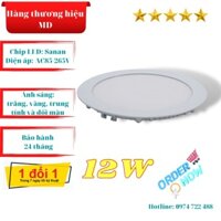 Đèn LED âm trần Downlight tròn 12W, lỗ khoét 150mm, tiết kiệm điện năng, bảo hành 24 tháng