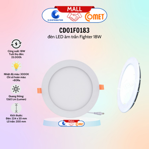 Đèn Led âm trần Fighter 18W CD01F0183 Comet