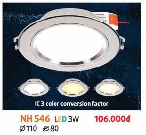 Đèn LED âm trần NH546 LED 3W 3C