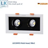 Đèn LED âm trần vuông đôi 2 bóng chữ nhật OSRAM (Đức), công suất 2x9W, siêu sáng cao cấp, hợp kim sơn tĩnh điện siêu bền