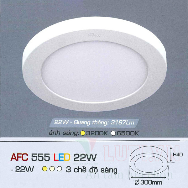Đèn Led Anfaco AFC 555 - 22W, 3 chế độ sáng