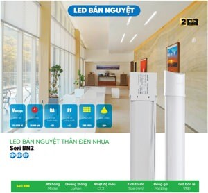 Đèn LED bán nguyệt 36W – 1.2m, ánh sáng vàng, MPE, mã BN2-36V