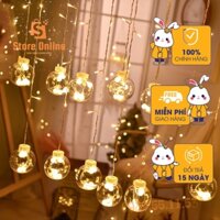 Đèn led bóng tròn,dây đèn led treo thả 12 quả cầu pha lê,8 chế độ nháy nhiều màu đẹp,decor nhà cửa điện áp 220v