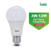 Đèn LED BULB Thương Hiệu IVARS - Công Suất 3W5W7W9W12W - Hàng chính hãng - 3W - Ánh sáng vàng 3000K