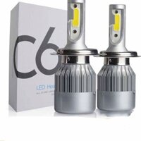 Đèn LED C6 2 tim , đèn pha LED SIÊU SÁNG, đèn trợ sáng xe máy, đèn led C6 chân H4 (1ĐÔI)