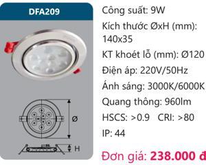 Đèn led chiếu điểm âm trần 9W Duhal DFA209