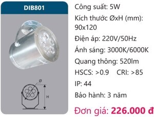 Đèn led chiếu điểm gắn trần Duhal 5w DIB801