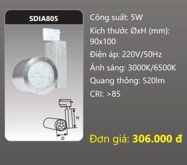 Đèn led chiếu điểm thanh ray Duhal SDIA805 - 5W