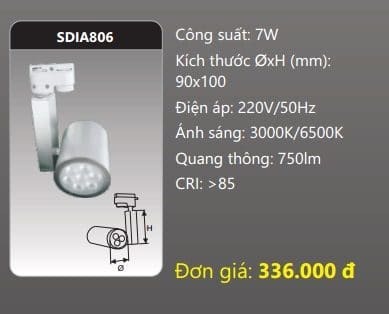 Đèn led chiếu điểm thanh ray Duhal SDIA806 - 7W