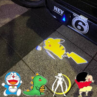 Đèn led chiếu hình hoạt hình doremon, pikachu, khủng long, chú ngựa... độc đáo trang trí gắn cửa xe hơi, xe máy , xe đạp