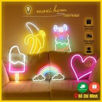 Đèn LED chữ bảng NEON trong suốt  DECOR trang trí phòng ngủ MOXI SIZE LỚN USB TẶNG Miếng dàn tường