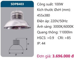 Đèn led công nghiệp 100W Duhal SDPB403