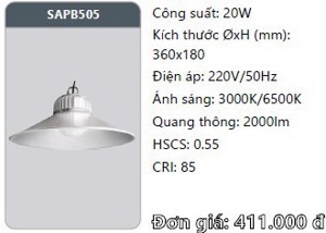 Đèn LED công nghiệp Duhal SAPB505 - 20W