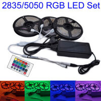 Đèn LED dải RGB 2835 / 5050 5M 10M RGB Màu có thể thay đổi Băng đèn LED linh hoạt + Bộ điều khiển từ xa + Bộ chuyển đổi nguồn 12V