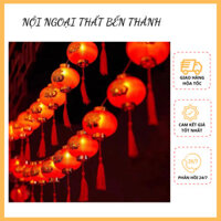 Đèn led – dây lồng đèn tròn đỏ nhựa dây dài 5m 16 lồng đèn trang trí các dịp lễ Tết